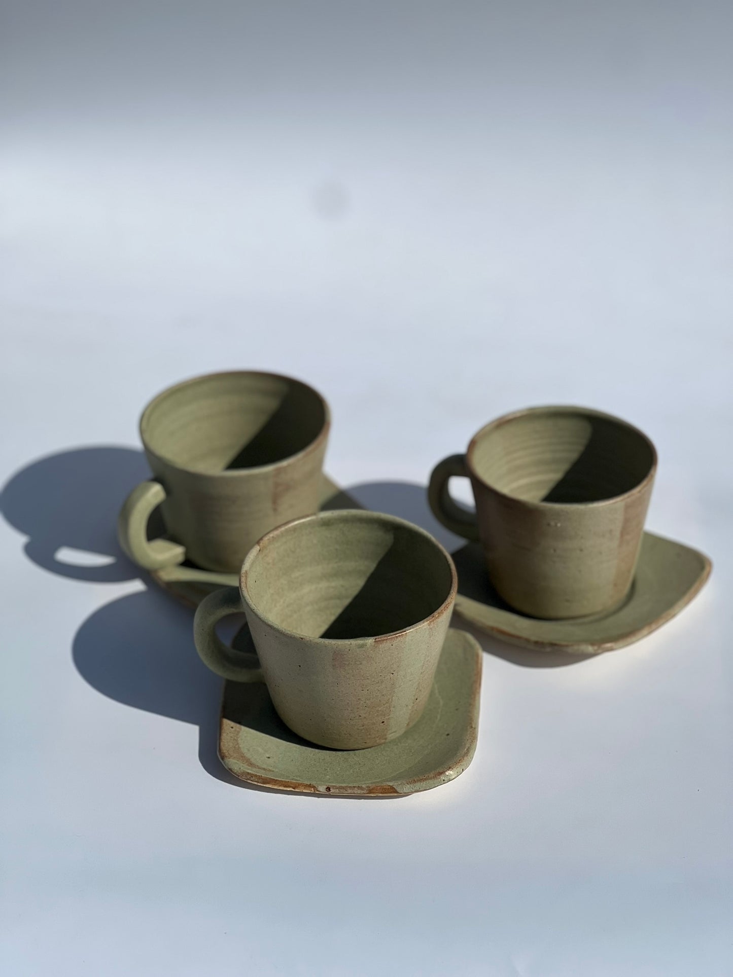Stonewashed cup and saucer